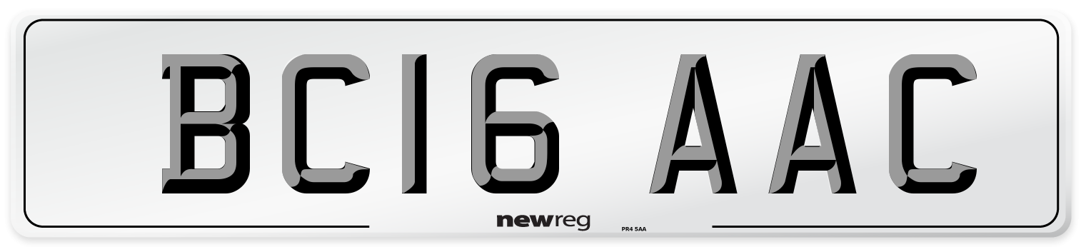BC16 AAC Number Plate from New Reg